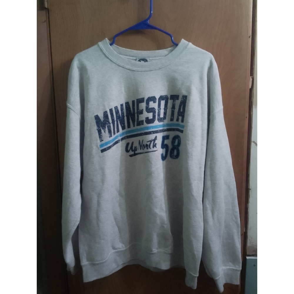Minnasota Up North 59 Gray Pull Over Sweatshirt With Blue Lettering Size Xl (22"